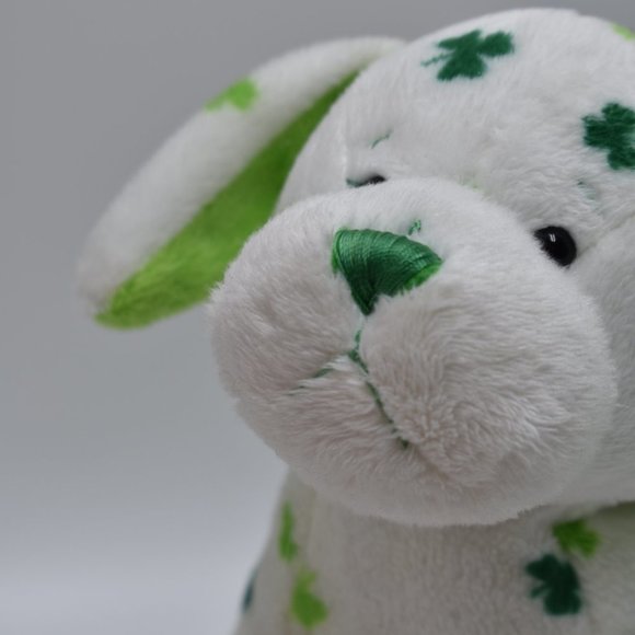 Ganz Webkinz Clover Puppy Dog White Green Shamrock Plush Stuffed Animal No Code - Picture 2 of 7